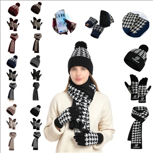 Women's Winter Beanie Hat Scarf Gloves Set
